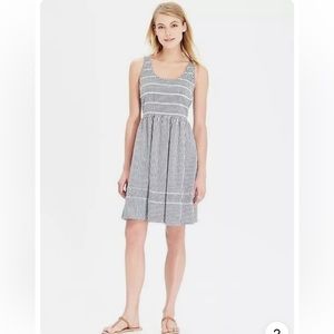 Old Navy 100% Cotton Striped Scoop Neck Fit & Flare Dress Blue White